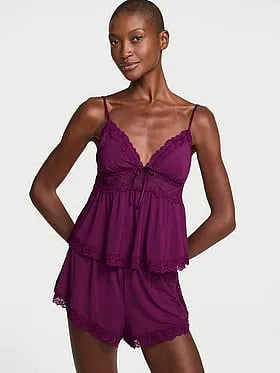 SoSoftâ¢ Modal Lace-Trim Cami & Shorts Set
