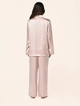 Sylvie Silk Piped Full-Length PJ
