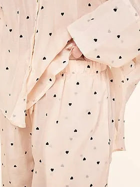 Hearts Full-Length Cotton PJ Set