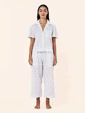 Swiss Dot Short-Sleeve Crop Pajama Set