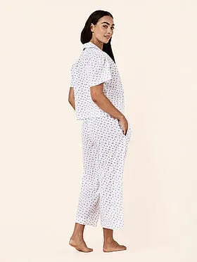 Swiss Dot Short-Sleeve Crop Pajama Set