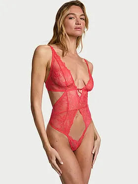 Rose Lace Plunge Teddy