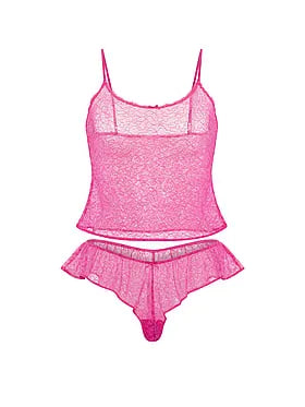 Tease Lace Cami & Flutter Short Set
