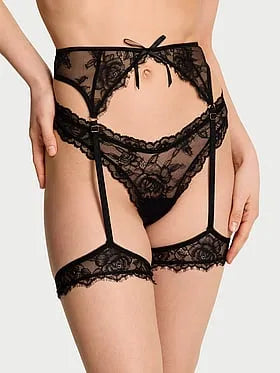 Rose Lace Bows Garter Belt