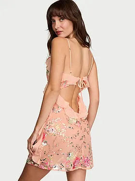 Sweet Melody Flutter Embellished Mini Slip Dress