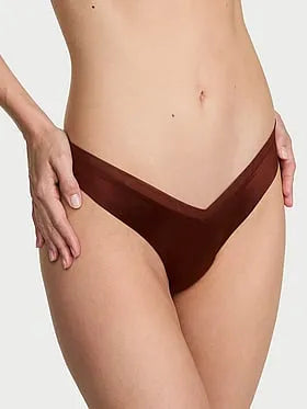 Sheer Reveal Mesh-Trim Strappy-Back Thong Panty