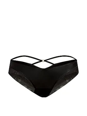 Sheer Reveal Mesh-Trim Strappy-Back Cheeky Panty