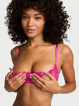 Rose Lace Bows Peekaboo Balconette Bra