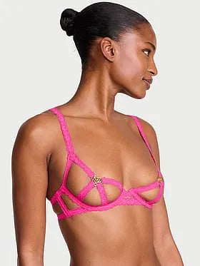 Rose Hardware Lace Strappy Peekaboo Demi Bra