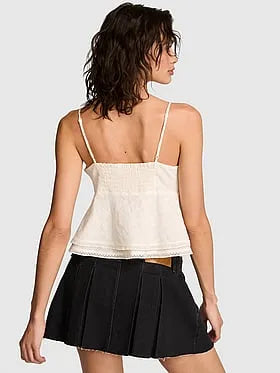 High-Low Lace-Trim Ruï¬e Cami