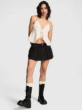 High-Low Lace-Trim Ruï¬e Cami