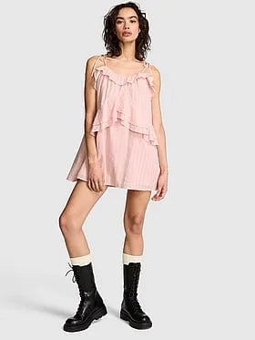 Flowy Ruï¬e Mini Dress
