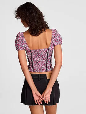 Puï¬-Sleeve Corset Top