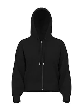 Soft Modal Bubble-Sleeve Full-Zip Cropped Hoodie