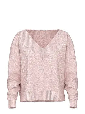 Oversized Cable Knit V-Neck Sweater