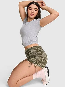 All-Day Cottonâ¢ Foldover Ruched Micro Shorts