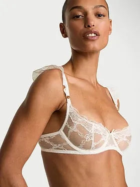 Tease Unlined Bridal Bow Lace Demi Bra
