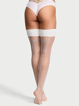 Tease Sheer Bow Bridal Thigh Highs