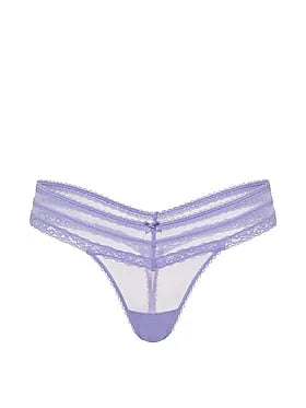 Mesh Lace-Trim Thong Panty
