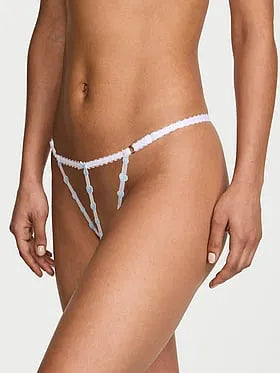 Tease Strappy Heart Embroidery Peekaboo V-String Panty
