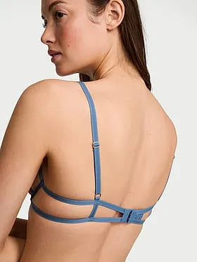 Denim Embroidery Peekaboo Bra