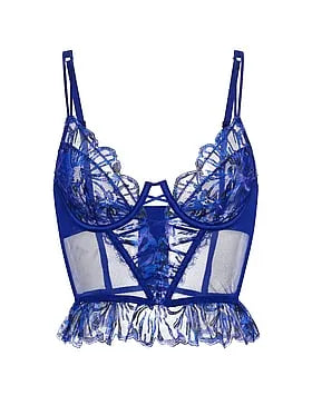 Party Floral Sequin Embroidery Plunge Bra Top