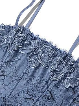 Denim Embroidery Bustier Corset Top