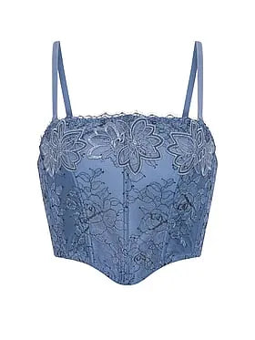 Denim Embroidery Bustier Corset Top
