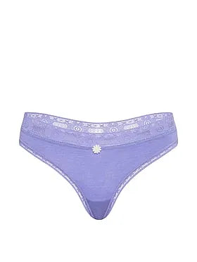 Cotton Lace-Trim Thong Panty