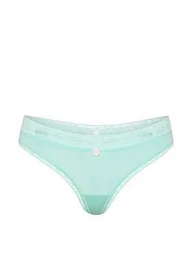 Cotton Lace-Trim Thong Panty