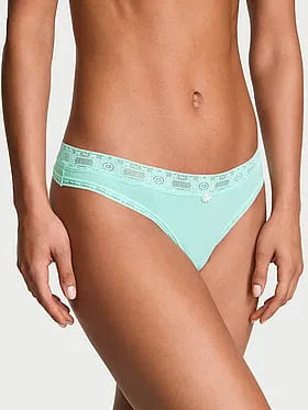 Cotton Lace-Trim Thong Panty