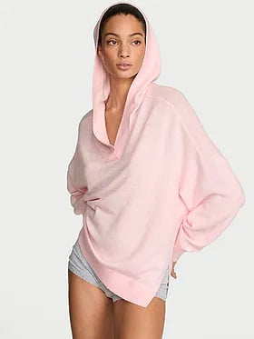 Luxe Knit V-Neck Hoodie Sweater