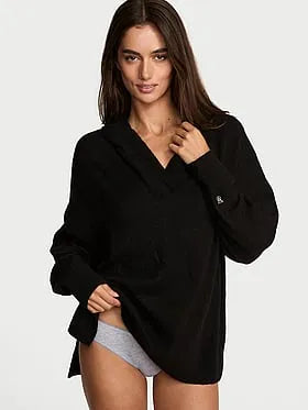 Luxe Knit V-Neck Hoodie Sweater
