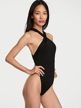 Knit Halter Open-Back Bodysuit