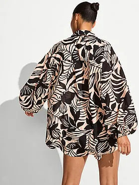 Beachwear Voile Oversized Button-Front Shirt