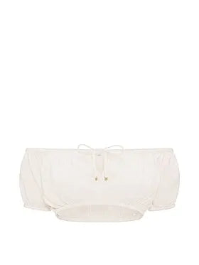 Beachwear Cotton Gauze Off-the-Shoulder Crop Top