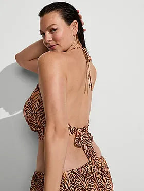 Beachwear Sheer Crinkle Halter Top