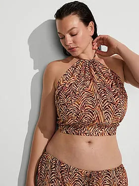 Beachwear Sheer Crinkle Halter Top