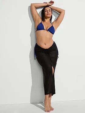 Beachwear Mesh Cinched Maxi Skirt