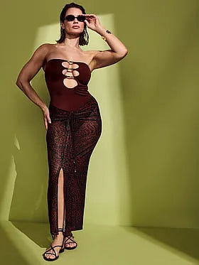 Beachwear Mesh Cinched Maxi Skirt