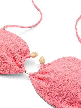Beach Hoops Textured Jacquard Bandeau Bikini Top