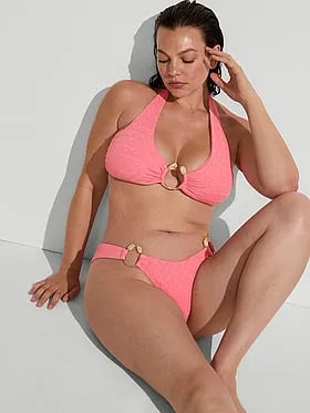Beach Hoops Textured Jacquard Brazilian Bikini Bottom