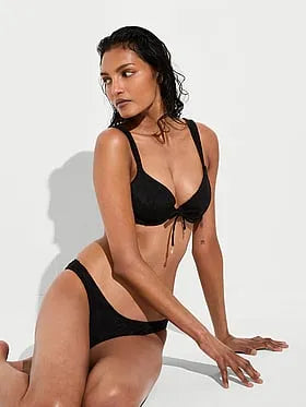 Eyelet Ruched Cheeky Bikini Bottom