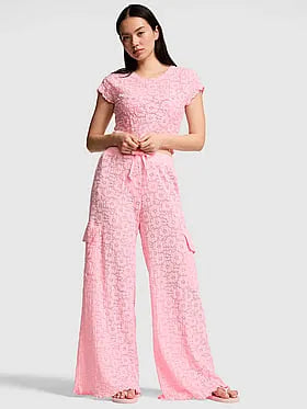 Floral Crochet Cover-Up Pants