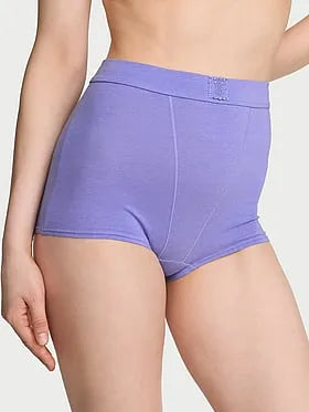 Logo Cotton Lace Patch High-Waist Boyshort Panty