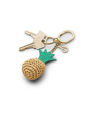 Straw Pineapple Bag Charm Keychain