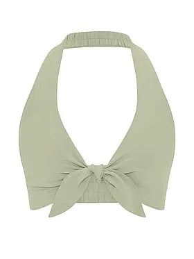 Beachwear Linen Tie-Front Halter Top