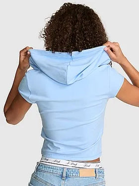 Soft Modal Short-Sleeve Full-Zip Hoodie