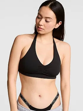 PINK Relayâ¢ Ruched Plunge Sports Bra