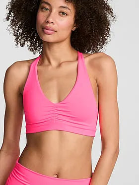 PINK Relayâ¢ Ruched Plunge Sports Bra